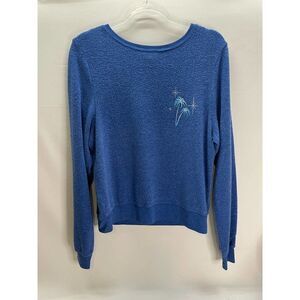 Wildfox Blue Long Sleeve Wanderlust Motel Sweatshirt Loungewear Soft Size Small